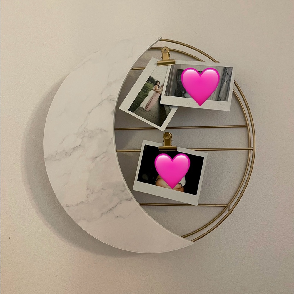 Gold and marble moon Polaroid wall decor